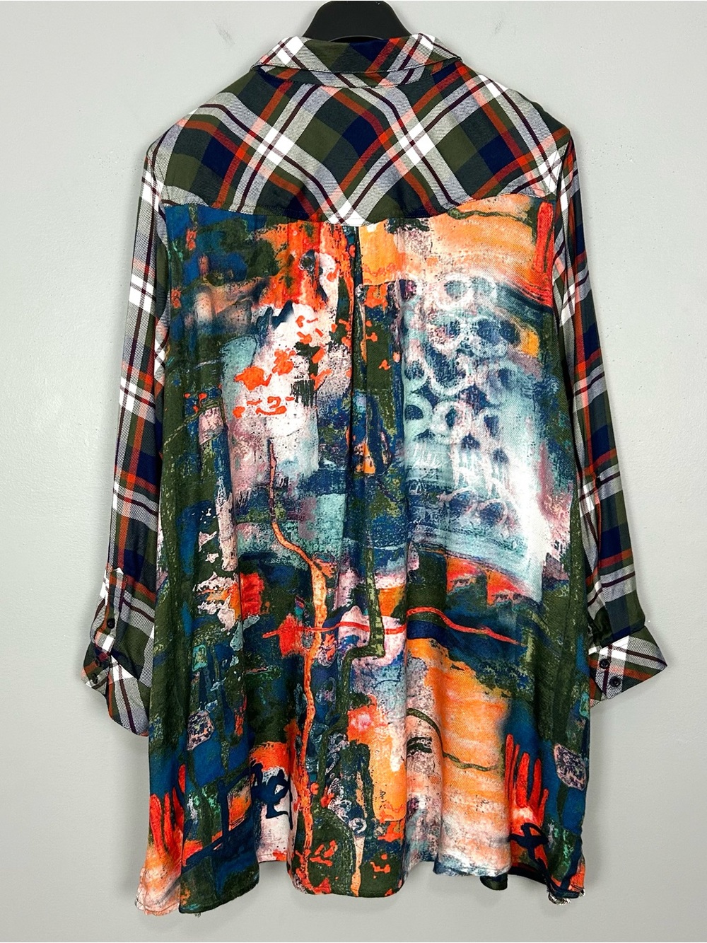 Tolani Neicy Mixed Print Tunic Top Women’s Size 3X Petite Button Front Plaid